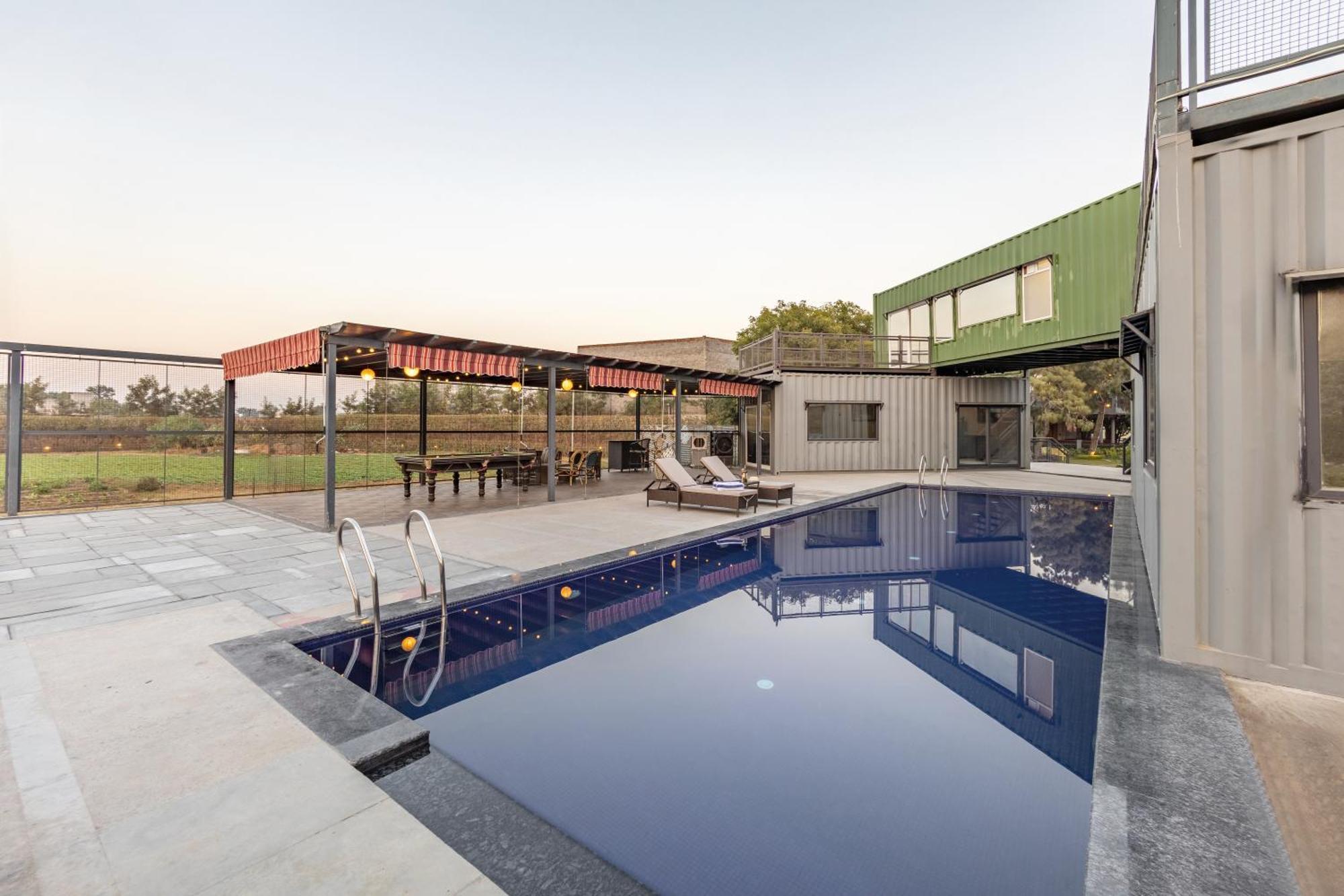 Elivaas Hidden Oasis 4Bhk With Pool, Mud House & Container House Villa Dhauj Dış mekan fotoğraf